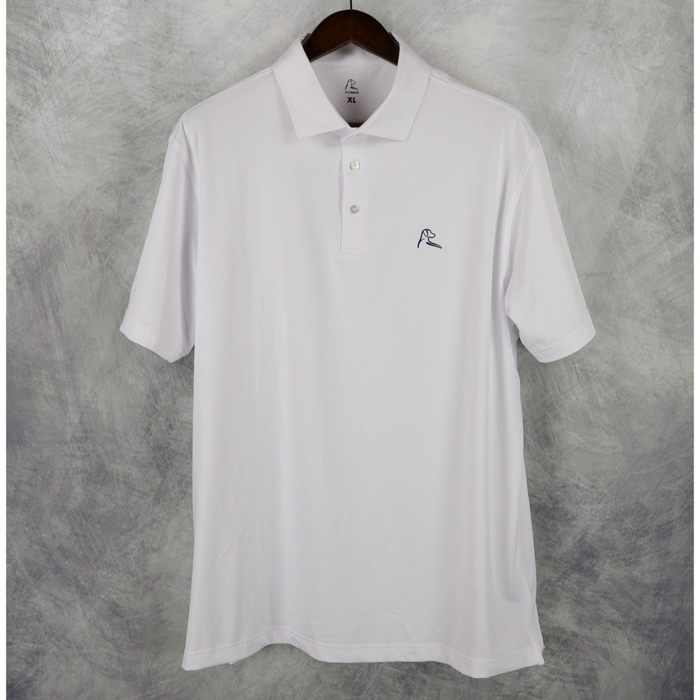 Rhoback Polo Shirt Mens XL White Short Sleeve Performance Golf Clark Capital
